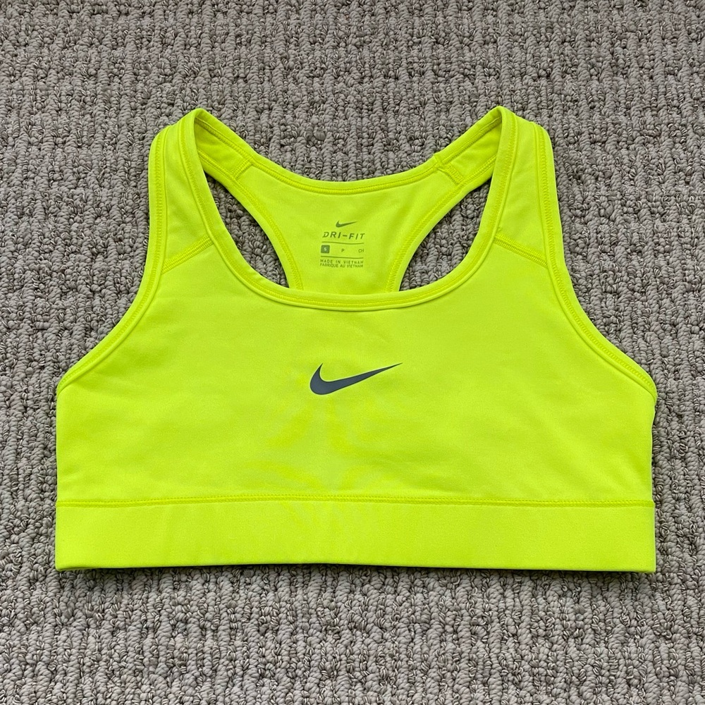 Nike Neon Yellow Athletic Sports Bra size small (fits size extra small)